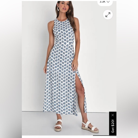 Lulus Dresses & Skirts - Lulus Flirty Fave Ivory Floral Print Tie-Back Midi Dress